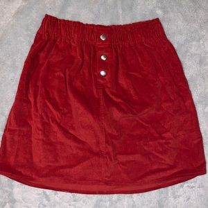 Red Corduroy A-Line Mini Skirt